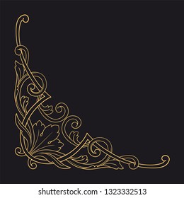 Gold ornament baroque style. Retro rococo decoration element with flourishes calligraphic. You can use for wedding decoration of greeting card and laser cutting