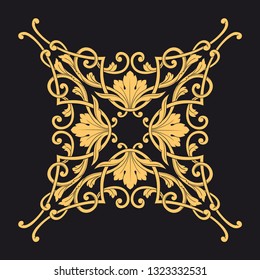 Gold ornament baroque style. Retro rococo decoration element with flourishes calligraphic. You can use for wedding decoration of greeting card and laser cutting