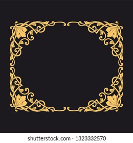 Gold ornament baroque style. Retro rococo decoration element with flourishes calligraphic. You can use for wedding decoration of greeting card and laser cutting