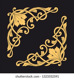 Gold ornament baroque style. Retro rococo decoration element with flourishes calligraphic. You can use for wedding decoration of greeting card and laser cutting