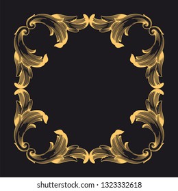 Gold ornament baroque style. Retro rococo decoration element with flourishes calligraphic. You can use for wedding decoration of greeting card and laser cutting