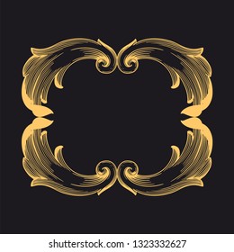 Gold ornament baroque style. Retro rococo decoration element with flourishes calligraphic. You can use for wedding decoration of greeting card and laser cutting