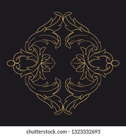 Gold ornament baroque style. Retro rococo decoration element with flourishes calligraphic. You can use for wedding decoration of greeting card and laser cutting