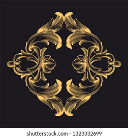 Gold ornament baroque style. Retro rococo decoration element with flourishes calligraphic. You can use for wedding decoration of greeting card and laser cutting