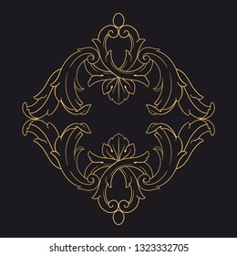 Gold ornament baroque style. Retro rococo decoration element with flourishes calligraphic. You can use for wedding decoration of greeting card and laser cutting