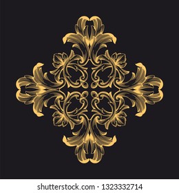 Gold ornament baroque style. Retro rococo decoration element with flourishes calligraphic. You can use for wedding decoration of greeting card and laser cutting