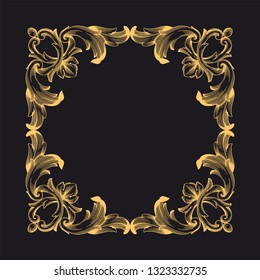 Gold ornament baroque style. Retro rococo decoration element with flourishes calligraphic. You can use for wedding decoration of greeting card and laser cutting