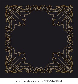 Gold ornament baroque style. Retro rococo decoration element with flourishes calligraphic. You can use for wedding decoration of greeting card and laser cutting