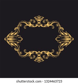 Gold ornament baroque style. Retro rococo decoration element with flourishes calligraphic. You can use for wedding decoration of greeting card and laser cutting