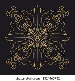 Gold ornament baroque style. Retro rococo decoration element with flourishes calligraphic. You can use for wedding decoration of greeting card and laser cutting