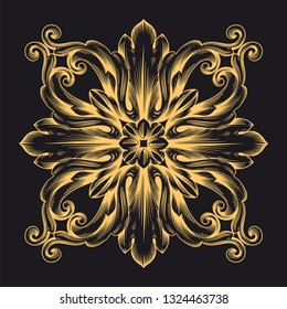 Gold ornament baroque style. Retro rococo decoration element with flourishes calligraphic. You can use for wedding decoration of greeting card and laser cutting