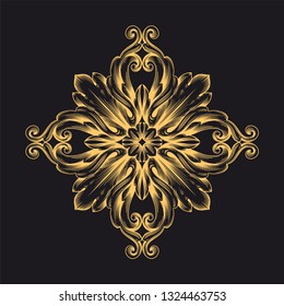 Gold ornament baroque style. Retro rococo decoration element with flourishes calligraphic. You can use for wedding decoration of greeting card and laser cutting