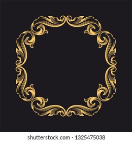 Gold ornament baroque style. Retro rococo decoration element with flourishes calligraphic. You can use for wedding decoration of greeting card and laser cutting