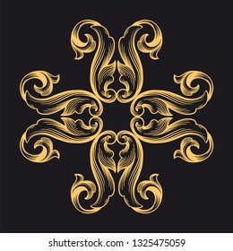 Gold ornament baroque style. Retro rococo decoration element with flourishes calligraphic. You can use for wedding decoration of greeting card and laser cutting