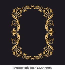 Gold ornament baroque style. Retro rococo decoration element with flourishes calligraphic. You can use for wedding decoration of greeting card and laser cutting