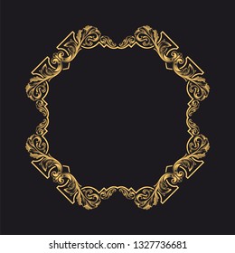 Gold ornament baroque style. Retro rococo decoration element with flourishes calligraphic. You can use for wedding decoration of greeting card and laser cutting