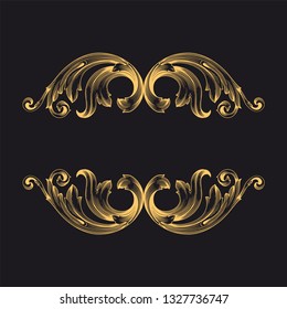 Gold ornament baroque style. Retro rococo decoration element with flourishes calligraphic. You can use for wedding decoration of greeting card and laser cutting