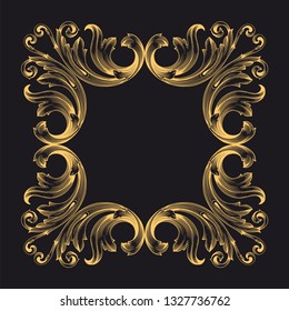 Gold ornament baroque style. Retro rococo decoration element with flourishes calligraphic. You can use for wedding decoration of greeting card and laser cutting