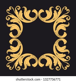 Gold ornament baroque style. Retro rococo decoration element with flourishes calligraphic. You can use for wedding decoration of greeting card and laser cutting