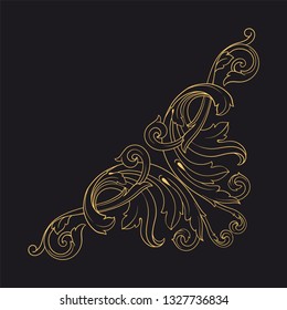 Gold ornament baroque style. Retro rococo decoration element with flourishes calligraphic. You can use for wedding decoration of greeting card and laser cutting