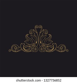 Gold ornament baroque style. Retro rococo decoration element with flourishes calligraphic. You can use for wedding decoration of greeting card and laser cutting