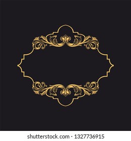 Gold ornament baroque style. Retro rococo decoration element with flourishes calligraphic. You can use for wedding decoration of greeting card and laser cutting