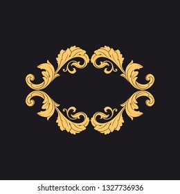 Gold ornament baroque style. Retro rococo decoration element with flourishes calligraphic. You can use for wedding decoration of greeting card and laser cutting