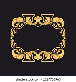 Gold ornament baroque style. Retro rococo decoration element with flourishes calligraphic. You can use for wedding decoration of greeting card and laser cutting