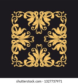 Gold ornament baroque style. Retro rococo decoration element with flourishes calligraphic. You can use for wedding decoration of greeting card and laser cutting