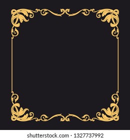 Gold ornament baroque style. Retro rococo decoration element with flourishes calligraphic. You can use for wedding decoration of greeting card and laser cutting