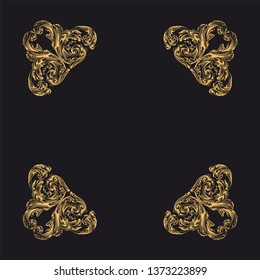 Gold ornament baroque style. Retro rococo decoration element with flourishes calligraphic.