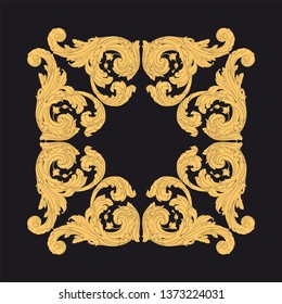 Gold ornament baroque style. Retro rococo decoration element with flourishes calligraphic.