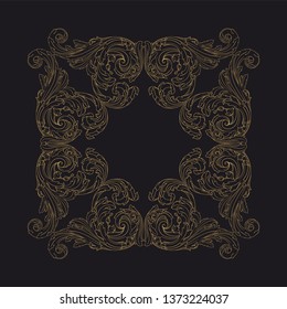 Gold ornament baroque style. Retro rococo decoration element with flourishes calligraphic.