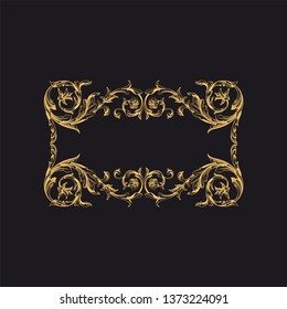 Gold ornament baroque style. Retro rococo decoration element with flourishes calligraphic.