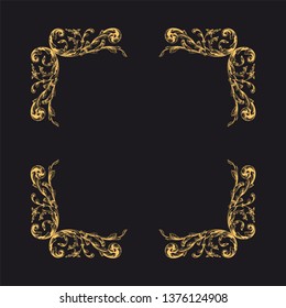 Gold ornament baroque style. Retro rococo decoration element with flourishes calligraphic.