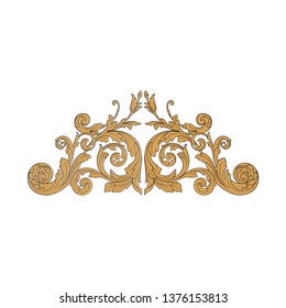 Gold ornament baroque style. Retro rococo decoration element with flourishes calligraphic. 