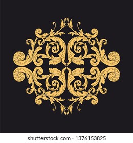 Gold ornament baroque style. Retro rococo decoration element with flourishes calligraphic. 