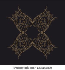 Gold ornament baroque style. Retro rococo decoration element with flourishes calligraphic. 
