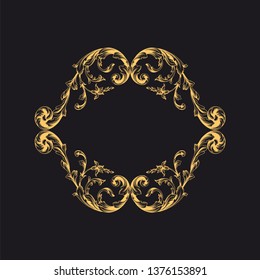 Gold ornament baroque style. Retro rococo decoration element with flourishes calligraphic. 