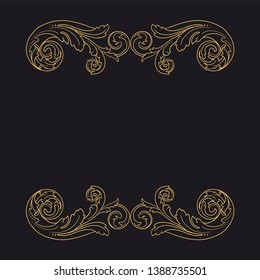 Gold ornament baroque style. Retro rococo decoration element with flourishes calligraphic.