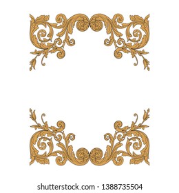 Gold ornament baroque style. Retro rococo decoration element with flourishes calligraphic.