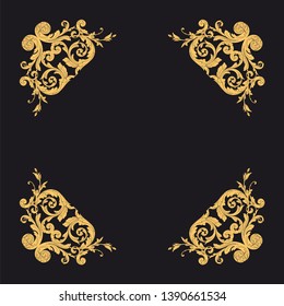 Gold ornament baroque style. Retro rococo decoration element with flourishes calligraphic.