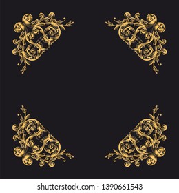 Gold ornament baroque style. Retro rococo decoration element with flourishes calligraphic.