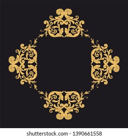 Gold ornament baroque style. Retro rococo decoration element with flourishes calligraphic.