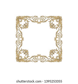 Gold ornament baroque style. Retro rococo decoration element with flourishes calligraphic. 