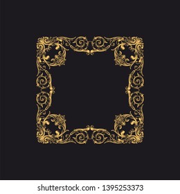 Gold ornament baroque style. Retro rococo decoration element with flourishes calligraphic. 