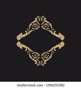 Gold ornament baroque style. Retro rococo decoration element with flourishes calligraphic.