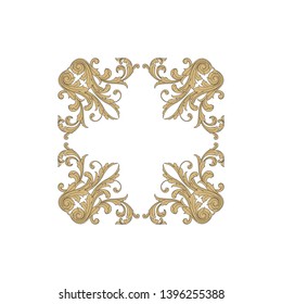 Gold ornament baroque style. Retro rococo decoration element with flourishes calligraphic.
