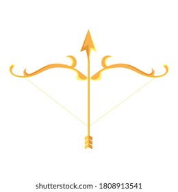 arco ornamento dorado con diseño de flecha de arco Arma cupido y tema vintage Ilustración vectorial