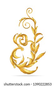 gold ornament frame  scroll isolate on white